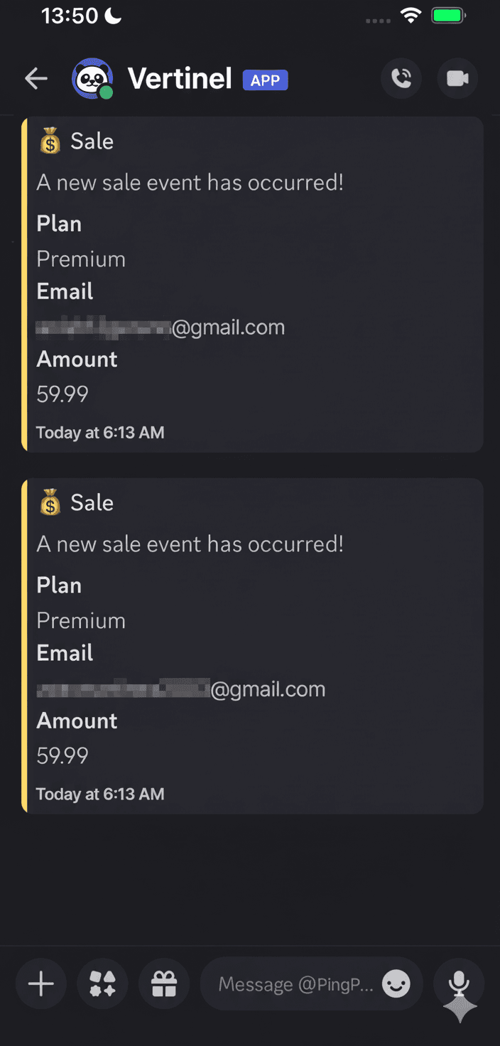 Phone screen displaying business notifications